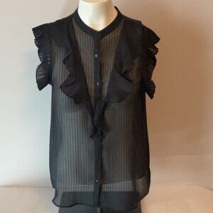 Next Black Sheer Blouse With Pleated Extended Sleeve